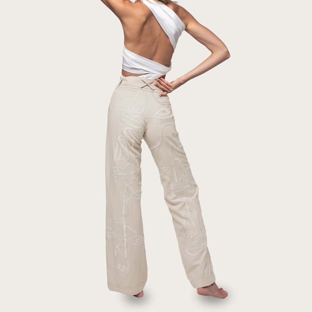 .Maison Les Ènervès Linen Siam Pants - Ivory - Picture 2 of 3